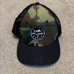 Pelagic Green Snap Back Camo Mesh Cap